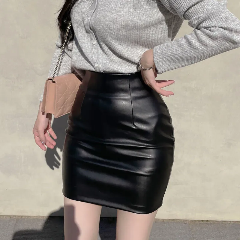 Punk Bodycon Mini Leather Skirt