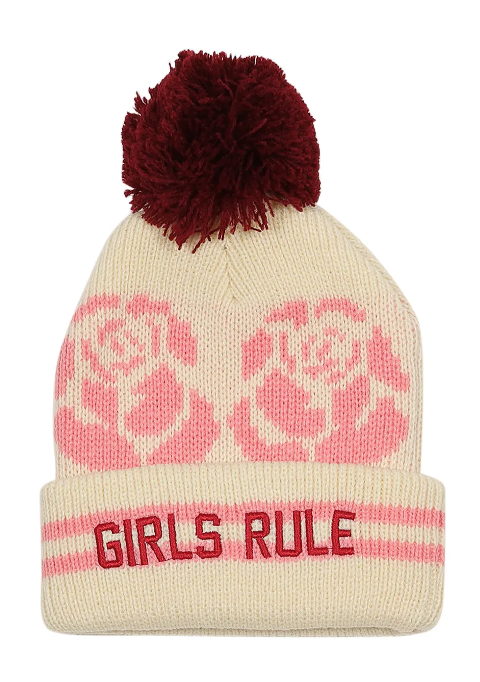 "Girls Rule" Pom Pom Beanie