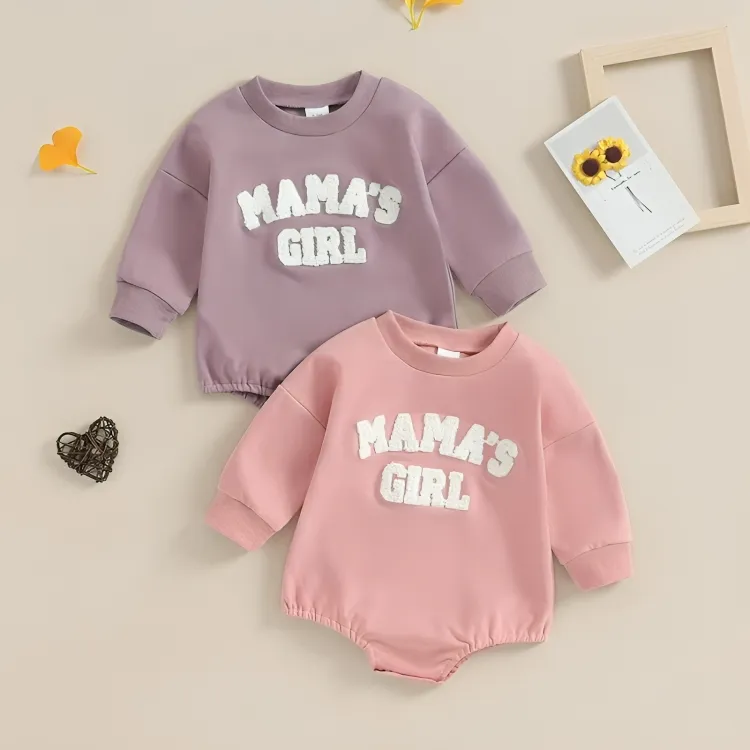 "Mama's Girl" Embroidered Sweatshirt Bodysuit