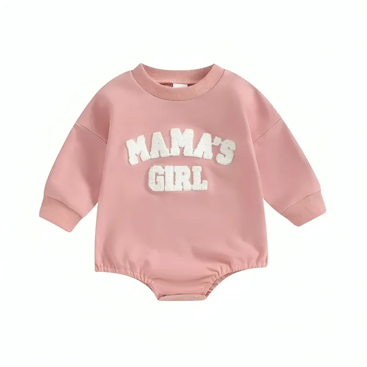 "Mama's Girl" Embroidered Sweatshirt Bodysuit