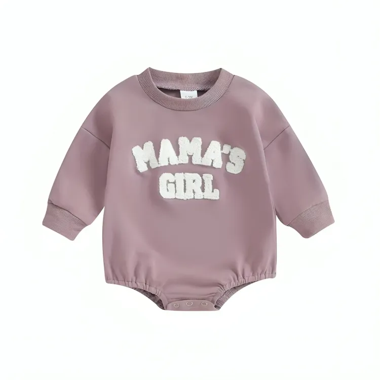 "Mama's Girl" Embroidered Sweatshirt Bodysuit