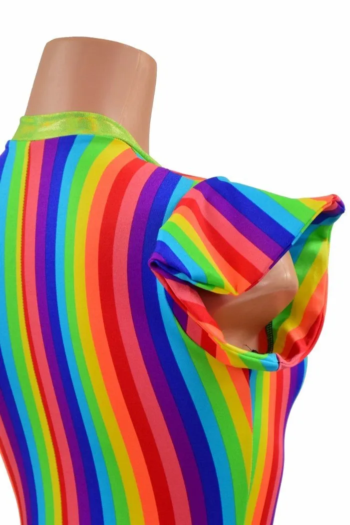 Rainbow Flip Sleeve Ruffle Rump Romper