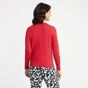 Red Crew Neck Cardigan