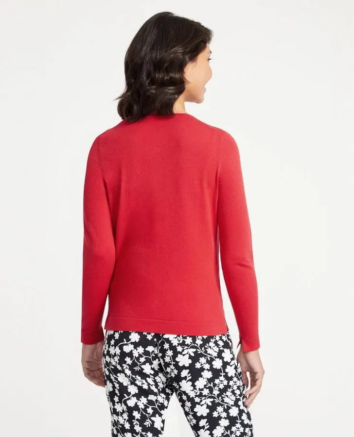 Red Crew Neck Cardigan