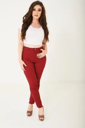 Red High Rise Skinny Jean