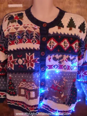 Reindeer in Winter Light Up Ugly Christmas Jumper