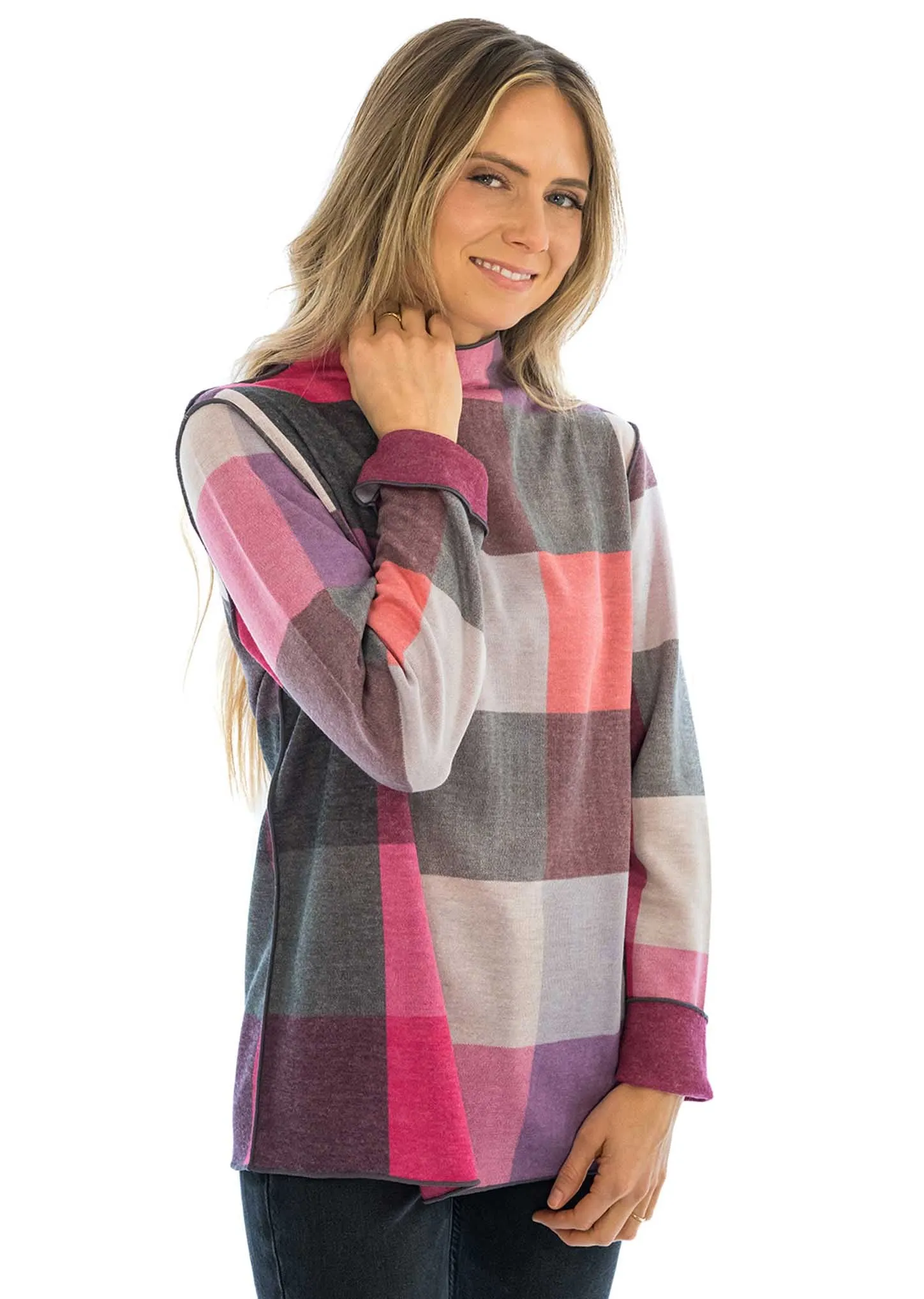 Reversible Mock neck Plaid