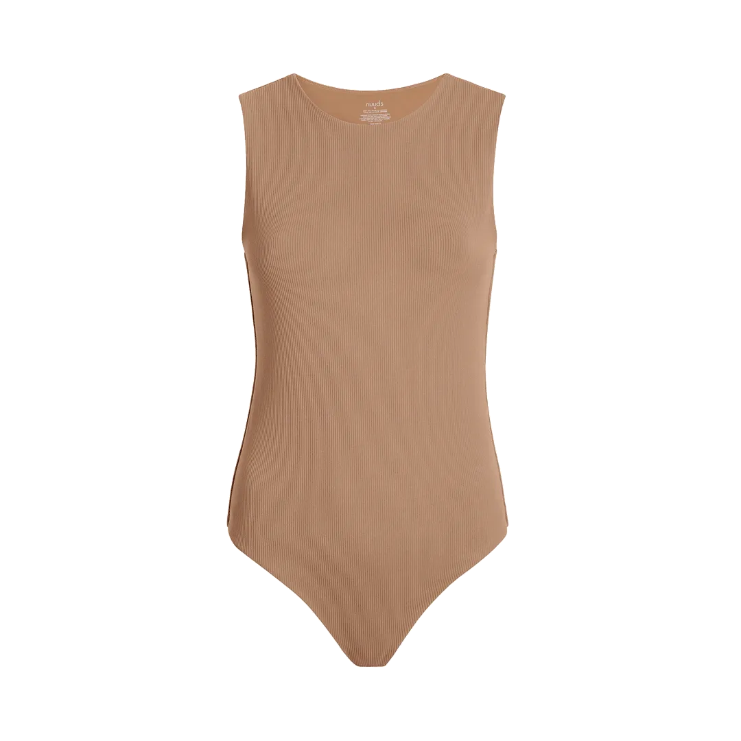 Ribbed Crewneck Tank Bodysuit | Cinnamon