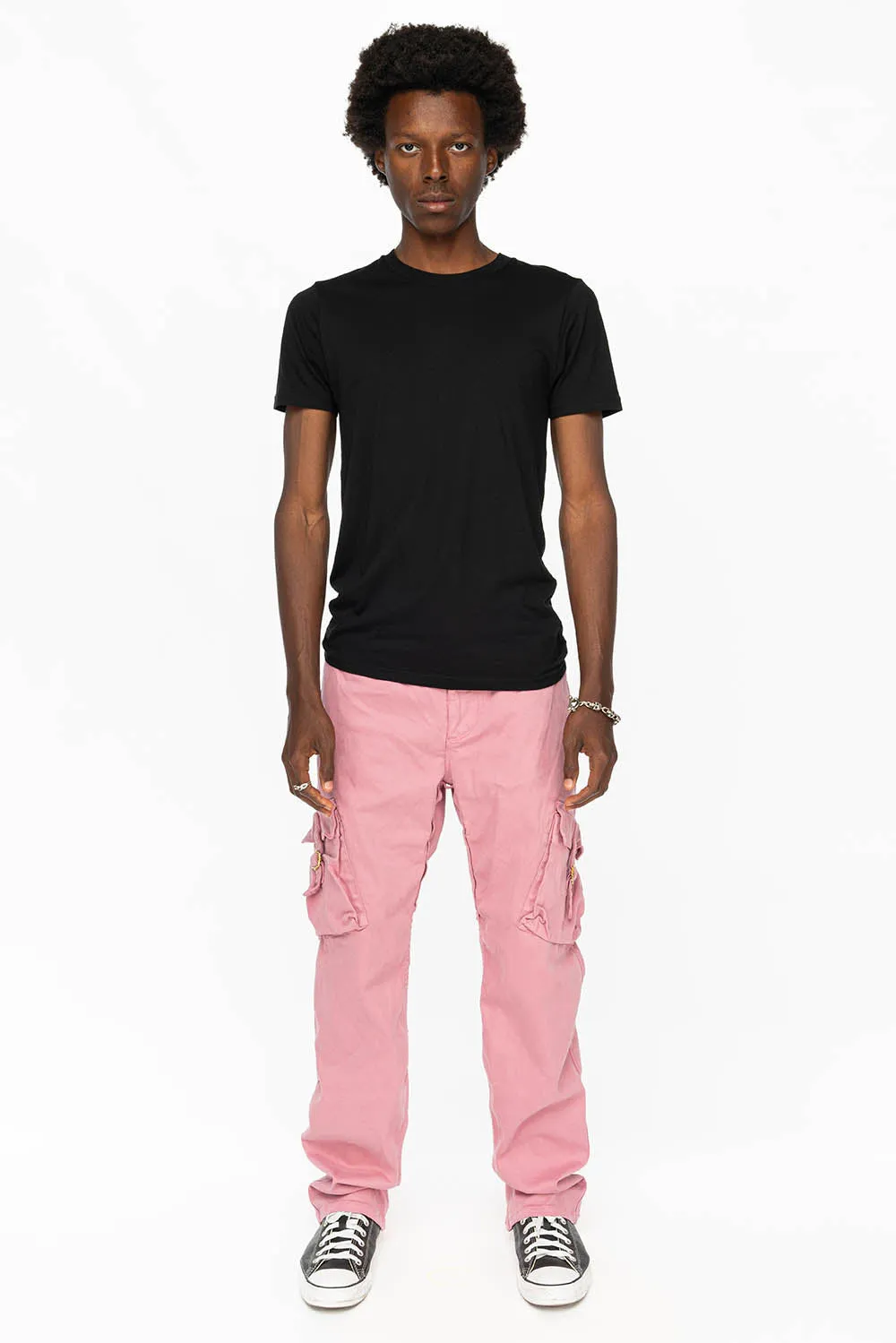 ROBINS NEW MILITARY STYLE CARGO PANTS IN PINK COLOR WASH