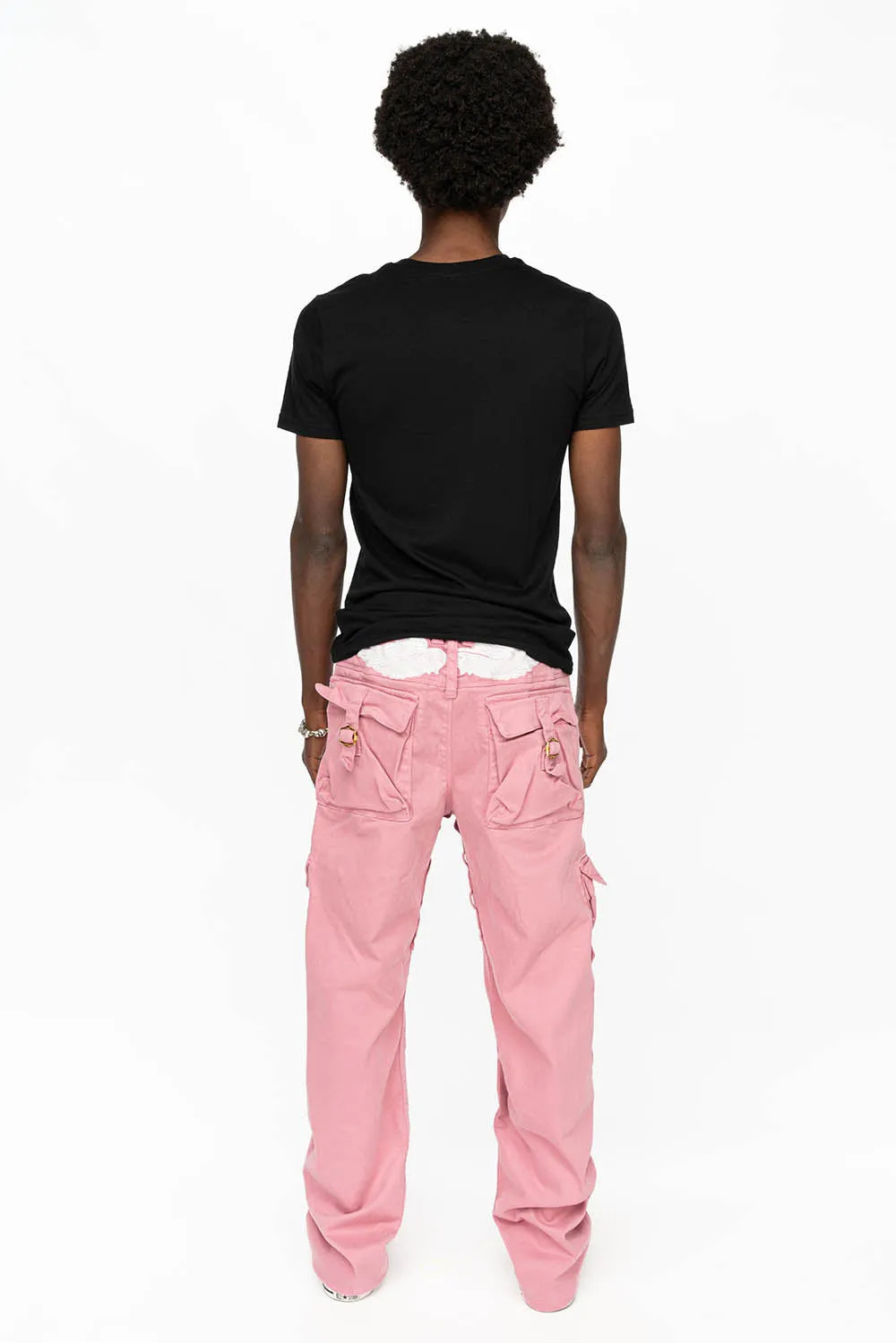 ROBINS NEW MILITARY STYLE CARGO PANTS IN PINK COLOR WASH