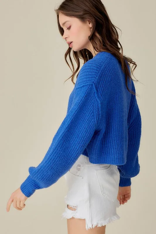 ROUND NECK CROP SWEATER TOP