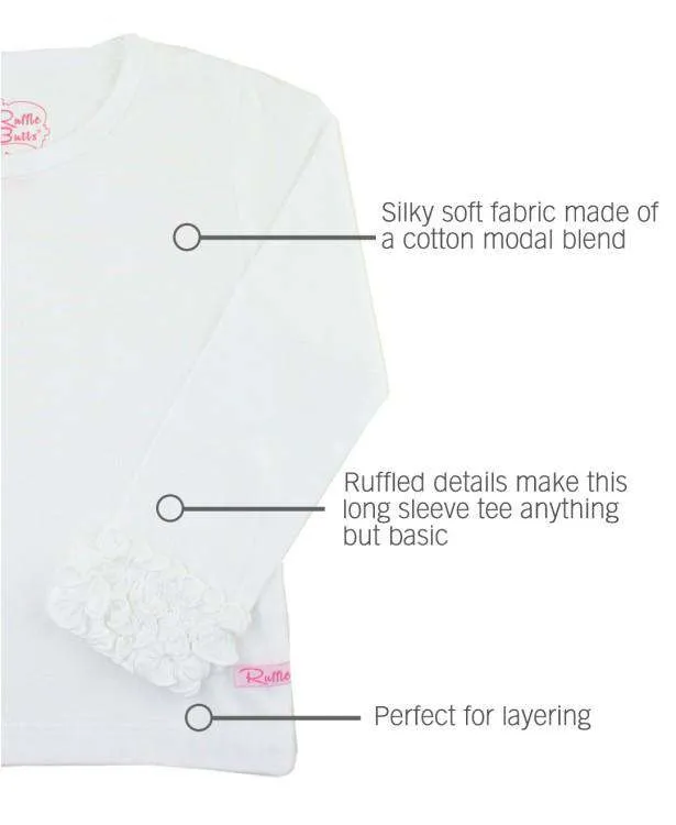 RuffleButts ~ White Ruffled Long Sleeve Layering Tee