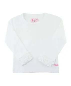 RuffleButts ~ White Ruffled Long Sleeve Layering Tee