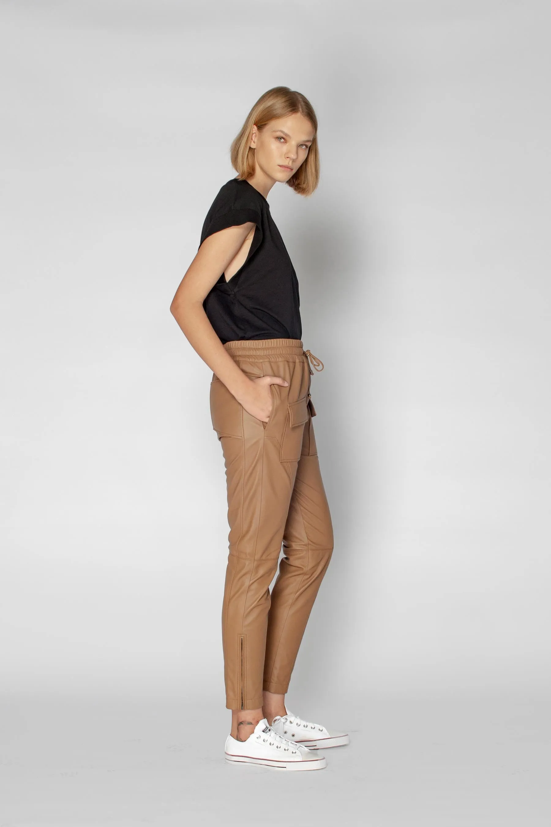 RYDER LEATHER CARGO PANT - MOCHA