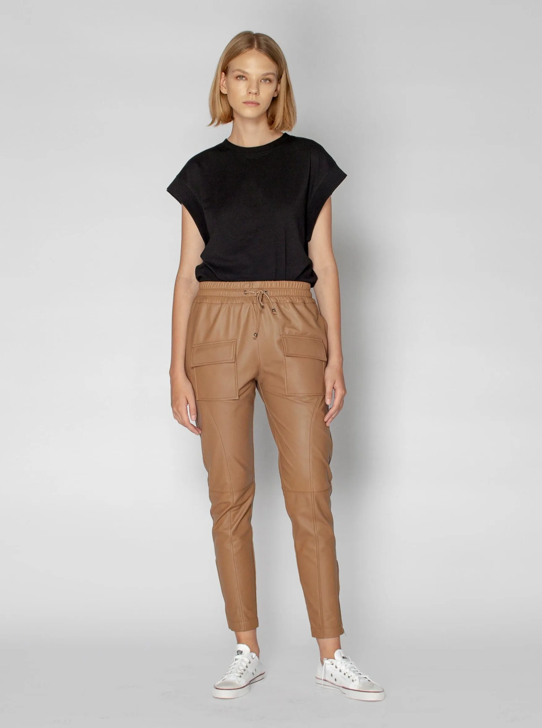 RYDER LEATHER CARGO PANT - MOCHA