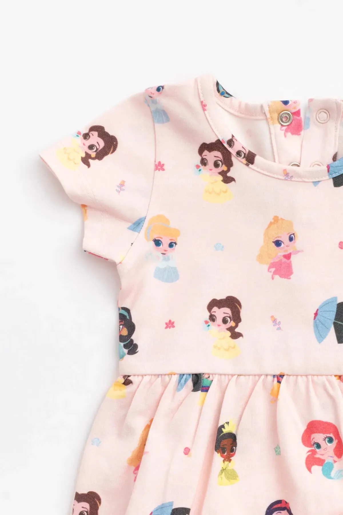 SALE - Short Sleeve Dress Bodysuit_Disney Princess on Light Pink