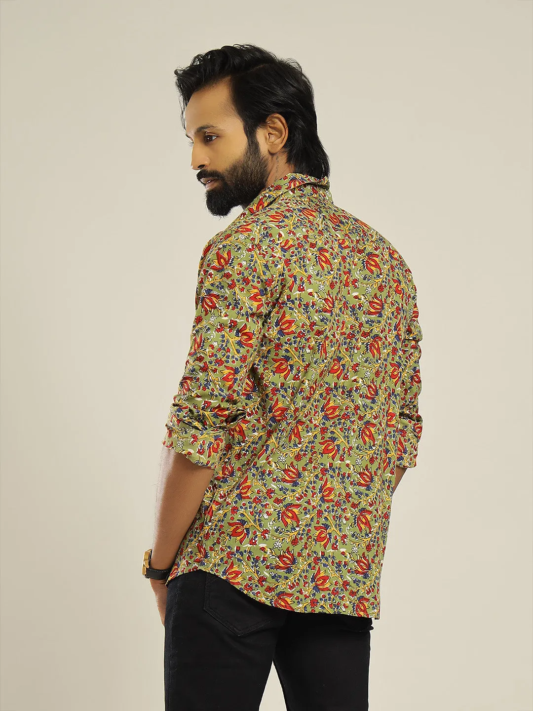 Sanskruti homes Green Buti printed Full sleeves Shirt