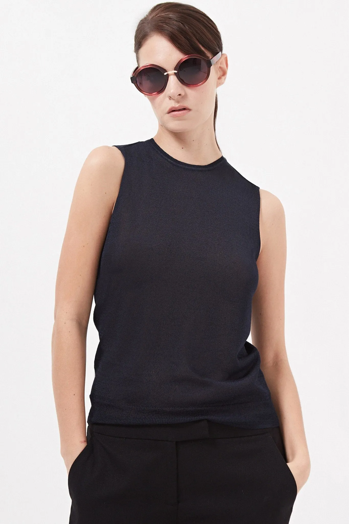 Sasha Tank: Stretch Crepe-Knit Tank