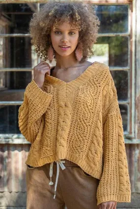 See-through cropped bell sleeved sweater