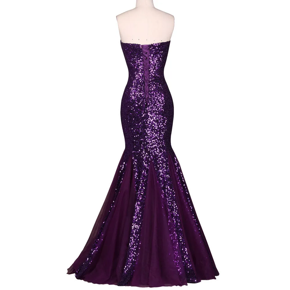 Sequin Long Sparkly Dark Salmon Purple Evening Dress Elegant Formal Dresses Mermaid Evening Gowns High Quality