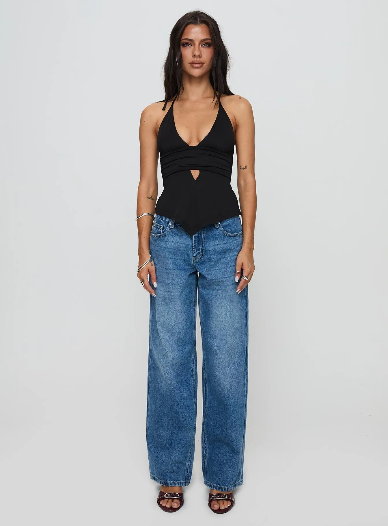 Serenitia Mid Rise Relaxed Jeans Mid Blue Wash