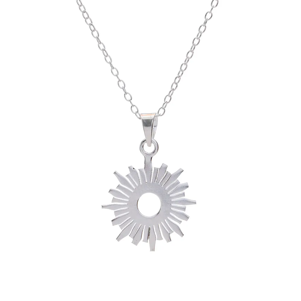 Silver Sun Pendant Necklace