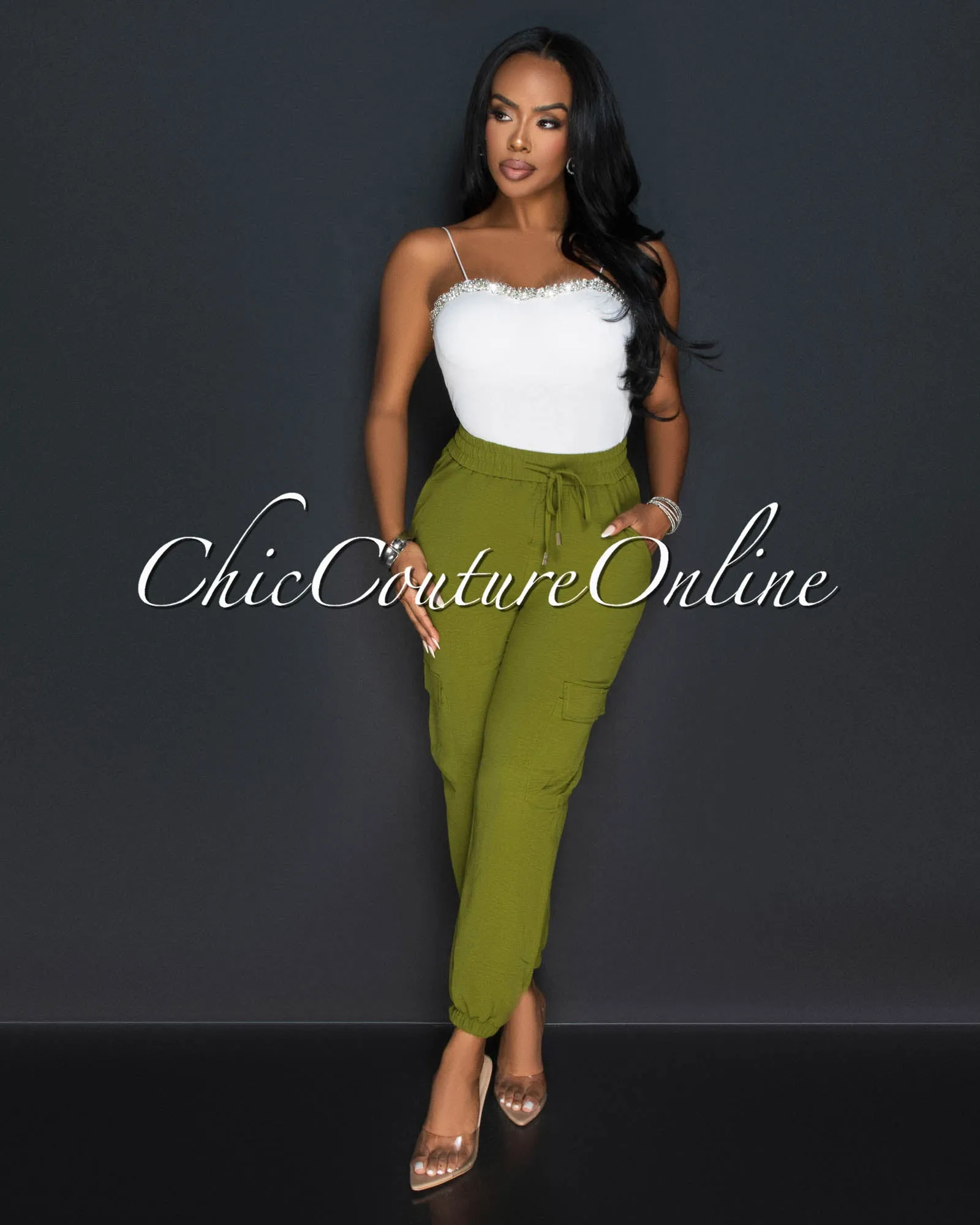 Siyanda Olive Green Light Weight Cargo Joggers