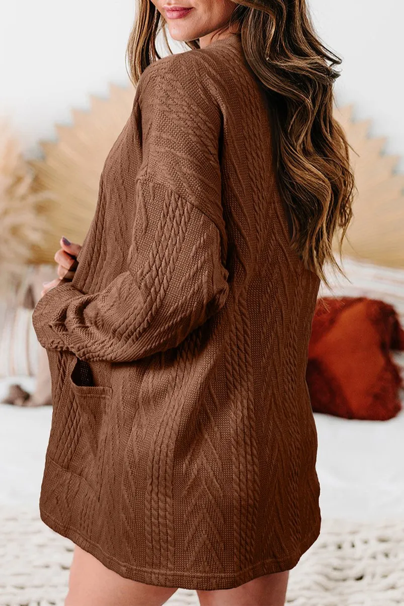 Solid Texture Open Front Cardigan