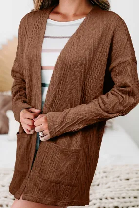 Solid Texture Open Front Cardigan