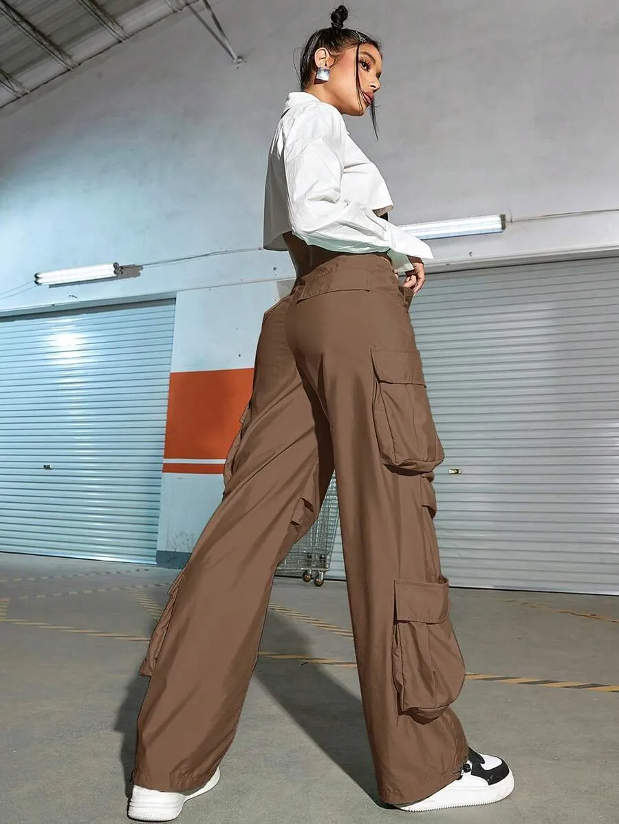 Street Vibes Flap Pockets Drawstring Cargo Pants