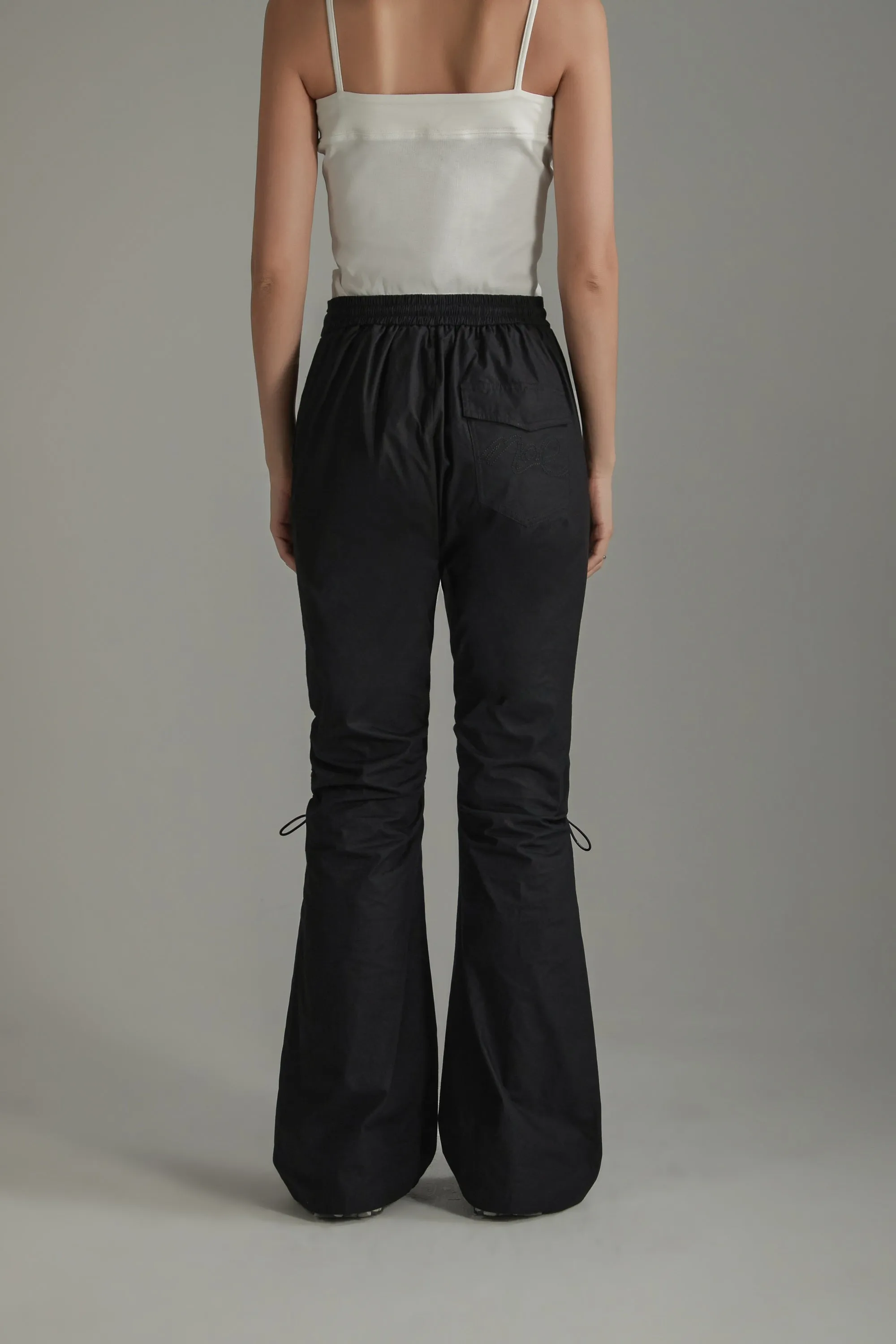 String Shirring Bootcut Cargo Style Pants