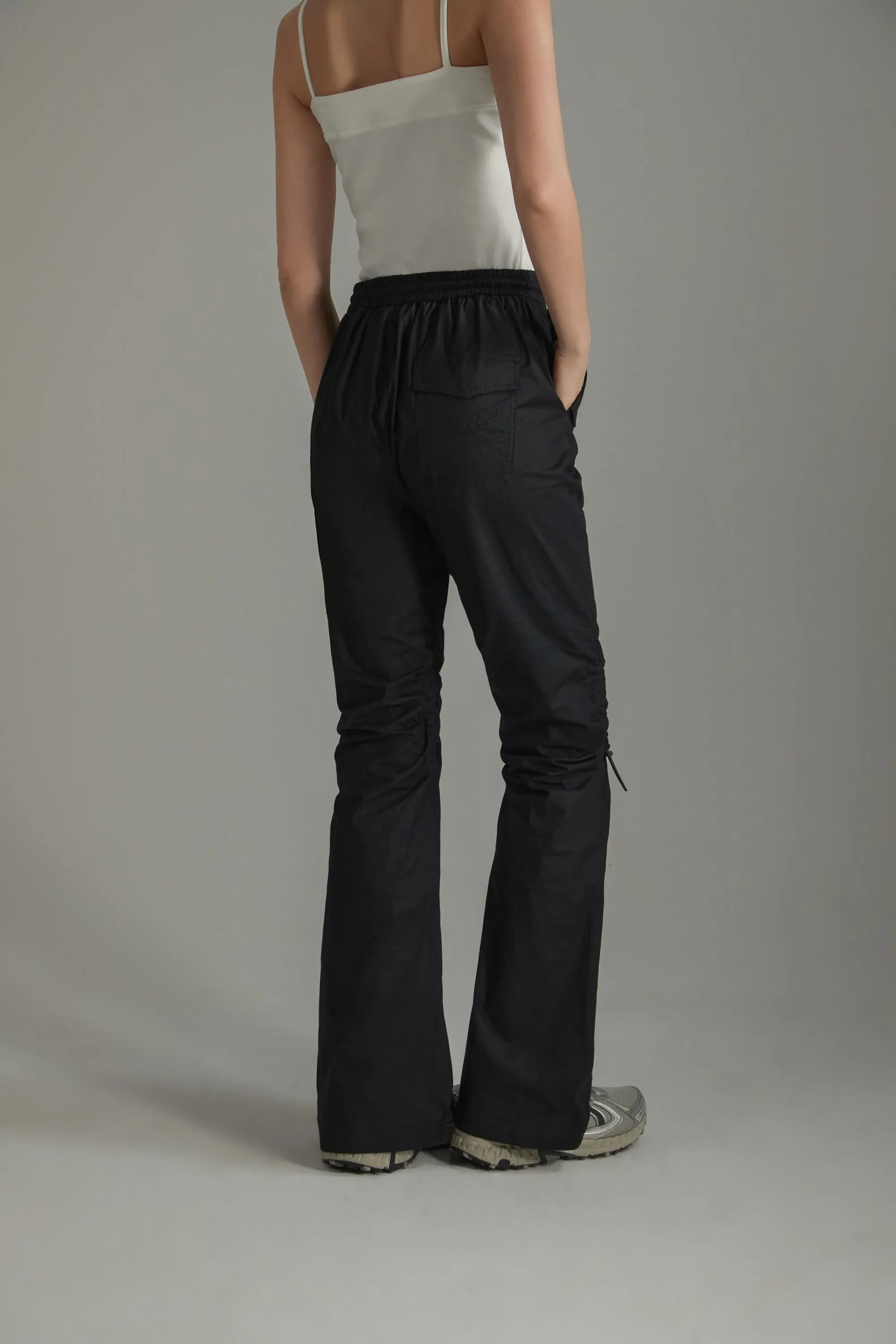 String Shirring Bootcut Cargo Style Pants