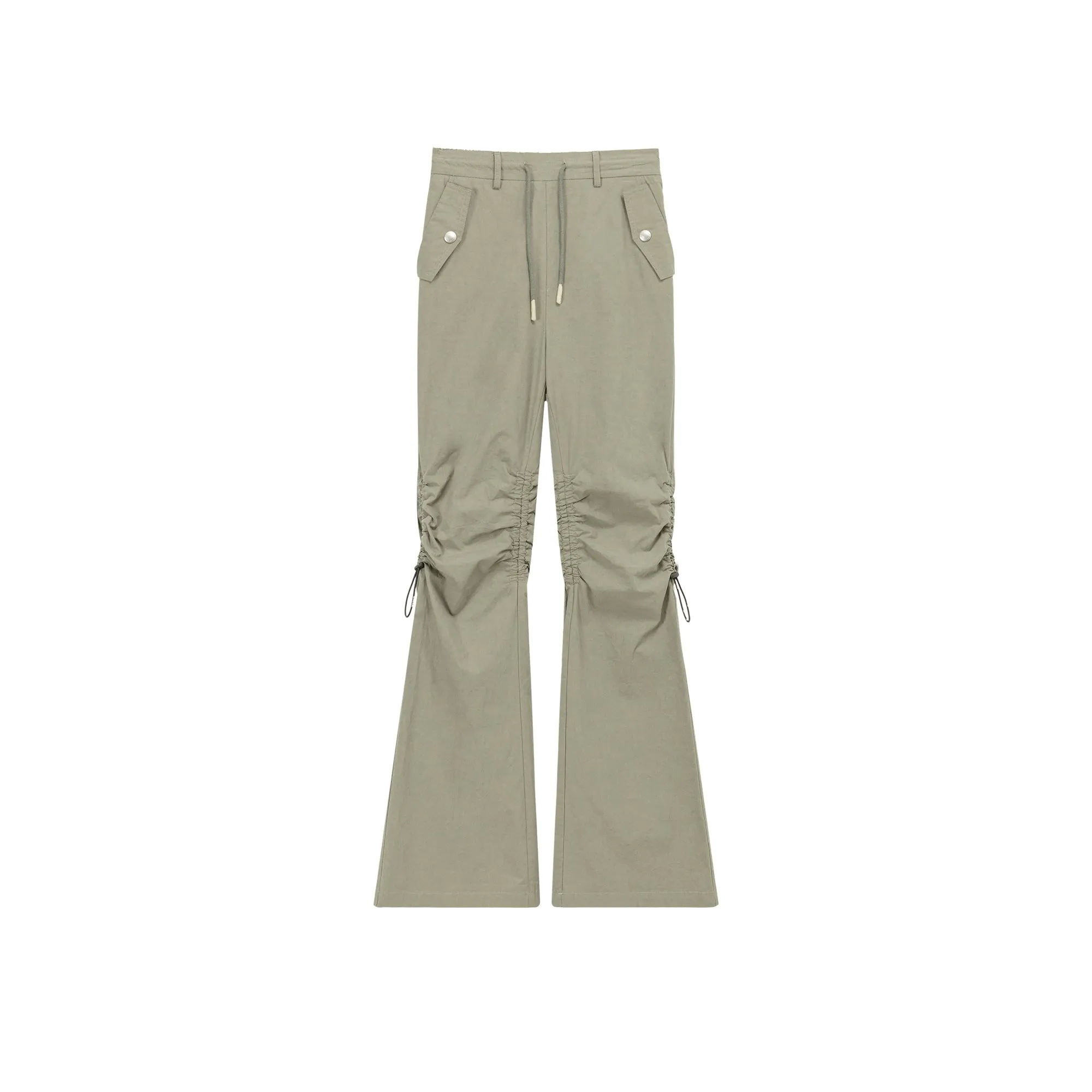 String Shirring Bootcut Cargo Style Pants