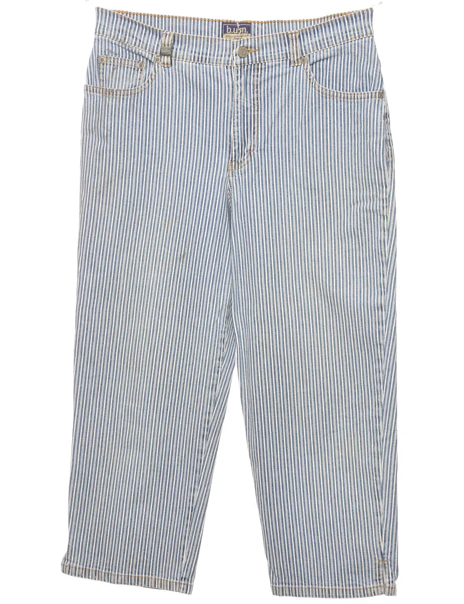 Striped Pattern Cropped Tapered Jeans - W30 L24