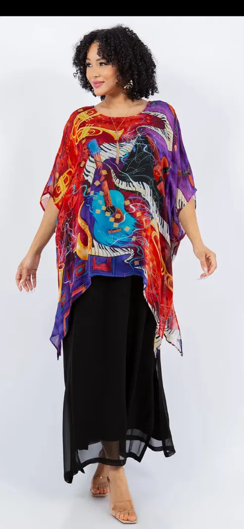 Sunheart All That Jazz Oversize Tunic Top Lagenlook Boho Hippie Chic SML-6X 