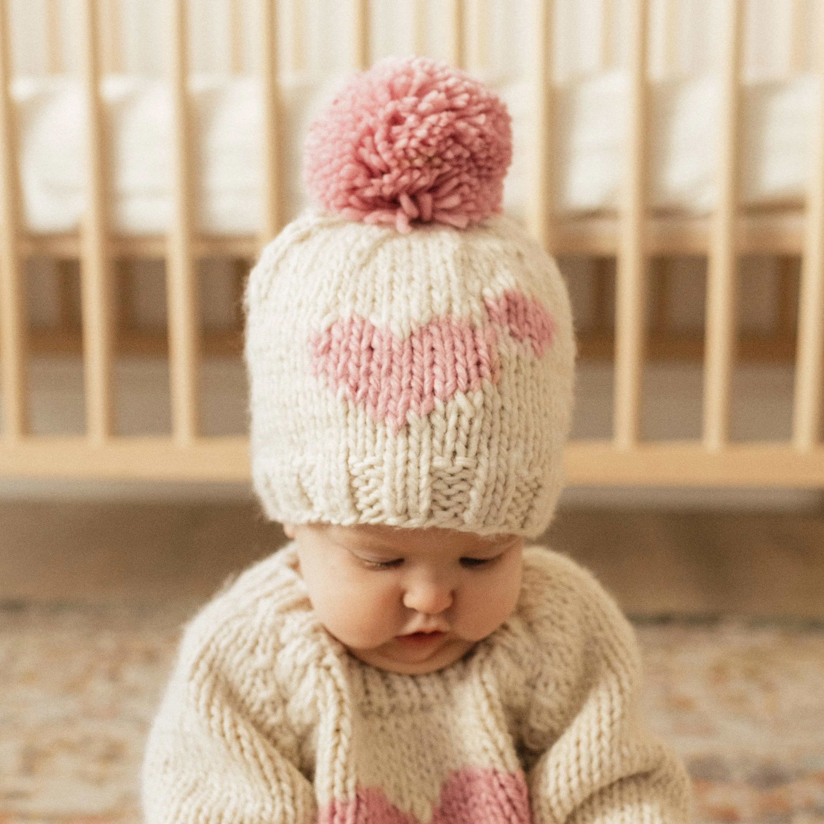 Sweetheart Knit Beanie Hat Rosy : Huggalugs