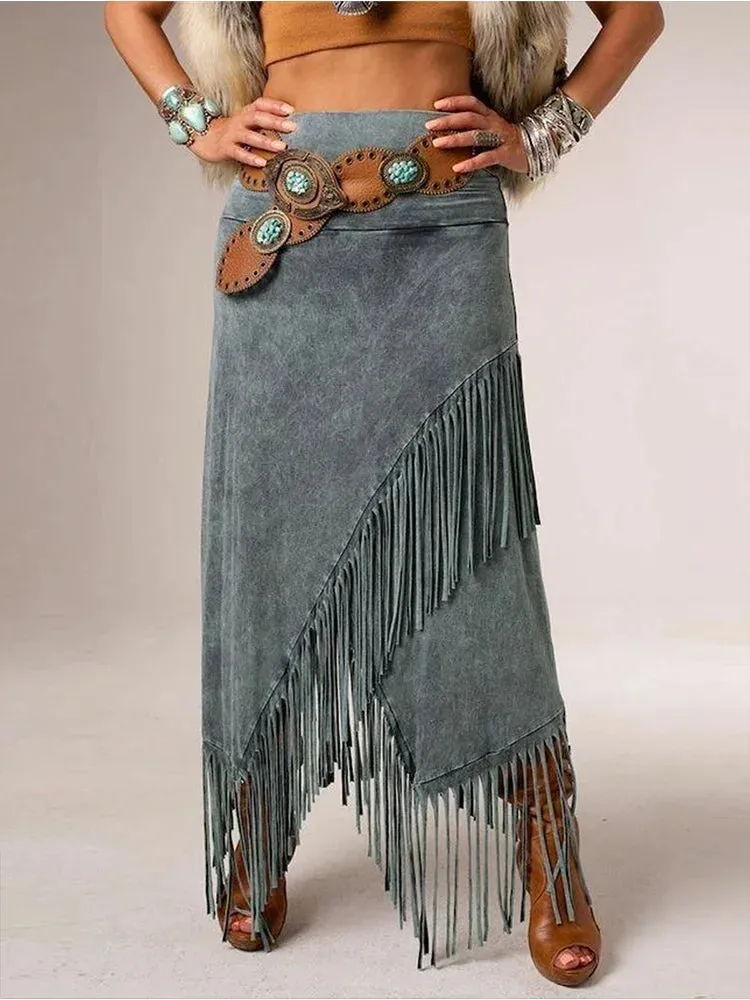 Tassel Vintage Asymmetric Skirt