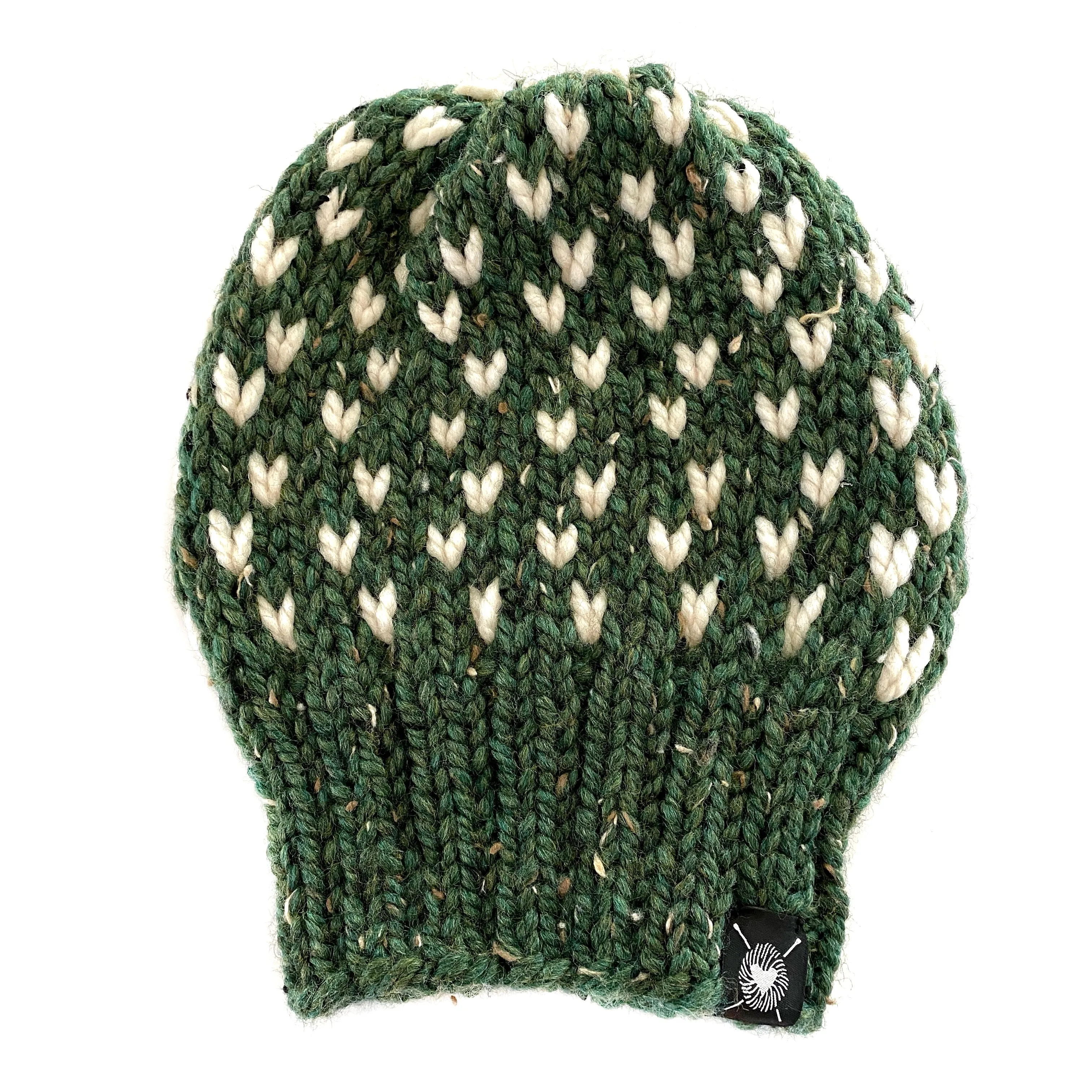 Tiny Hearts Slouchy Beanie in Evergreen