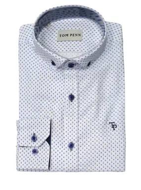 Tom Penn Long Sleeve Shirt 894 - White/Blue