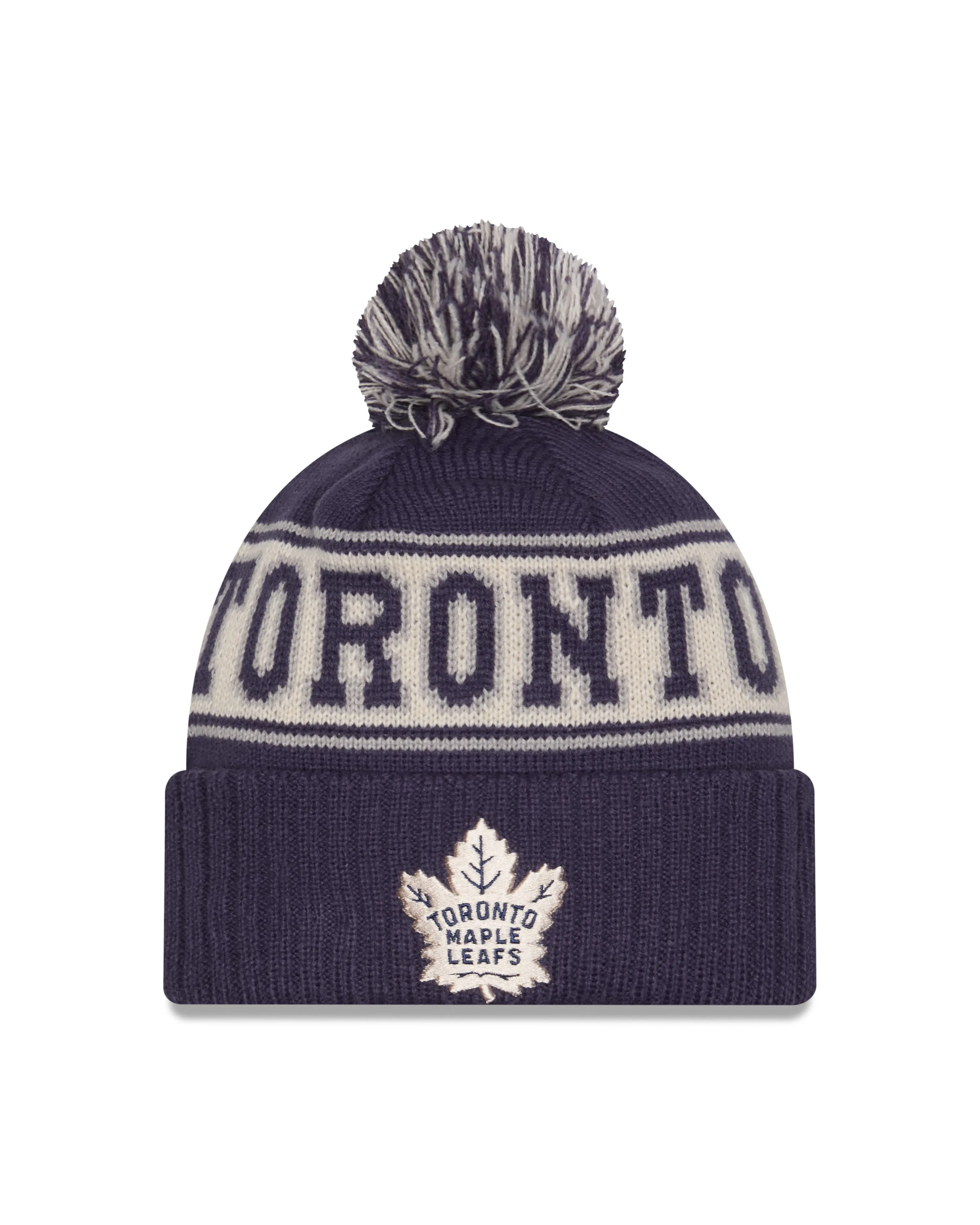 Toronto Maple Leafs NHL New Era Men's Navy Retro Knit Pom Hat