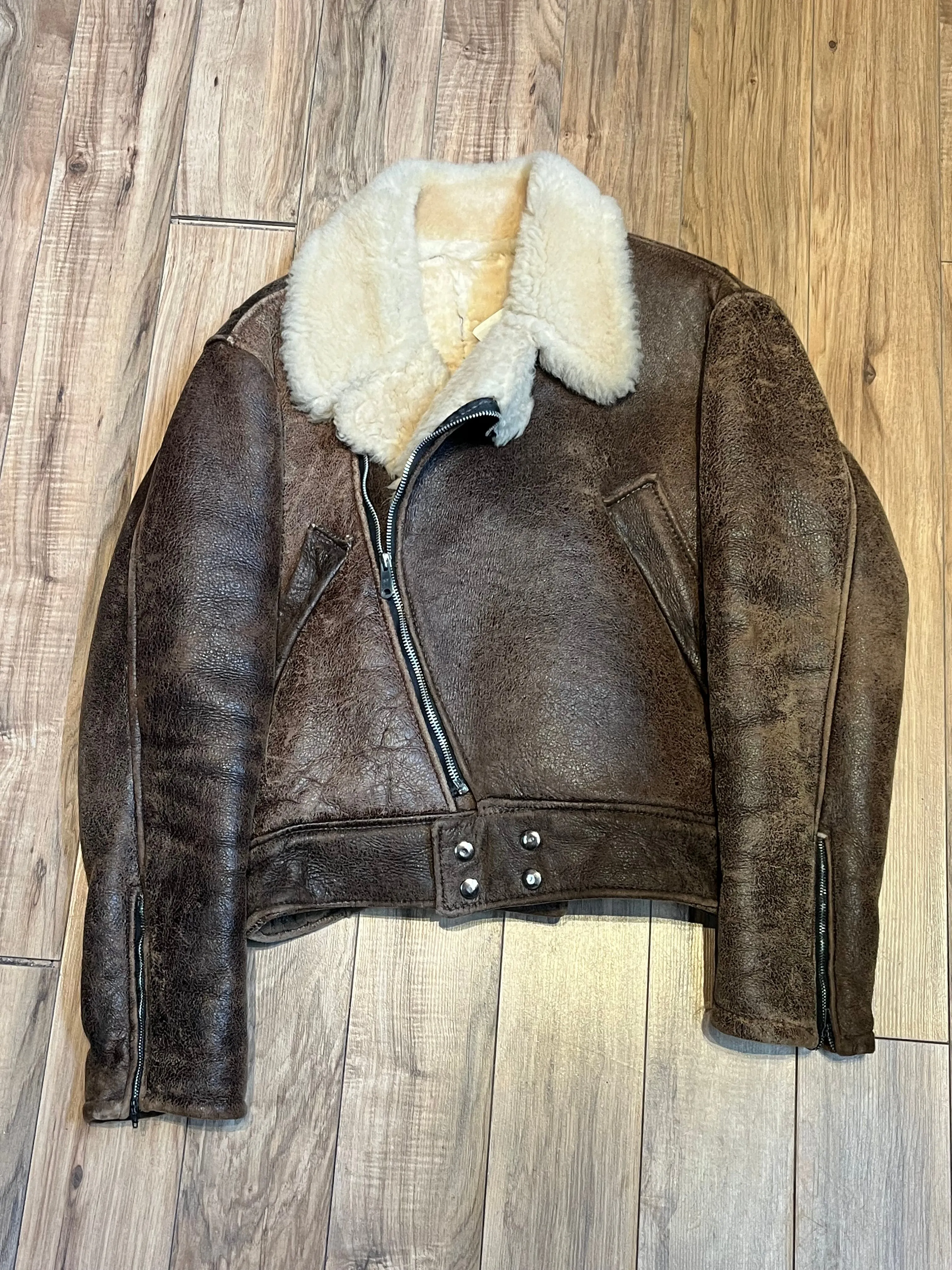 Vintage 1980s Shearling Bomber Jacket, Made in Nova Scotia, Chest 44”