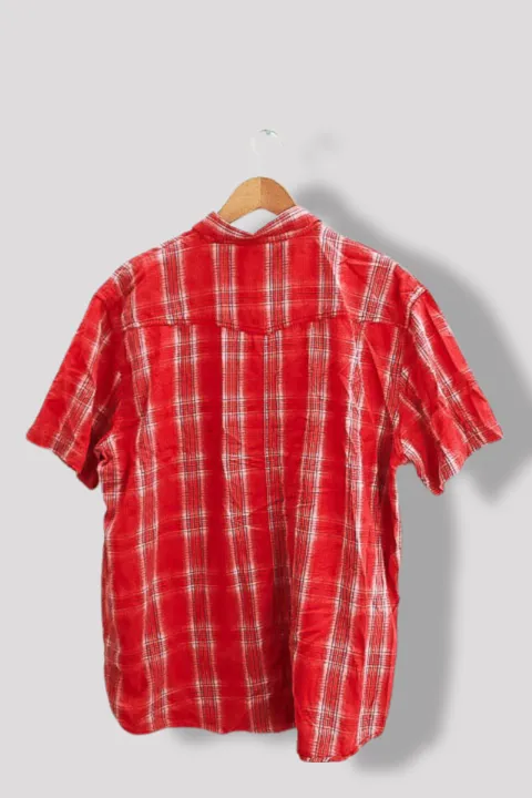 Vintage mens wrangler red checkered short sleeve shirt XXL