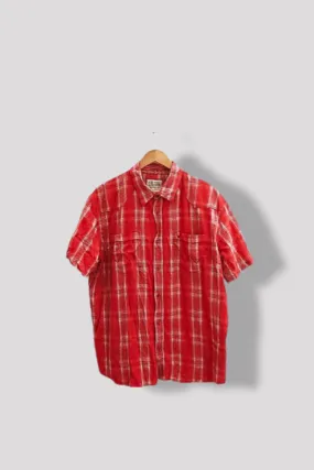 Vintage mens wrangler red checkered short sleeve shirt XXL