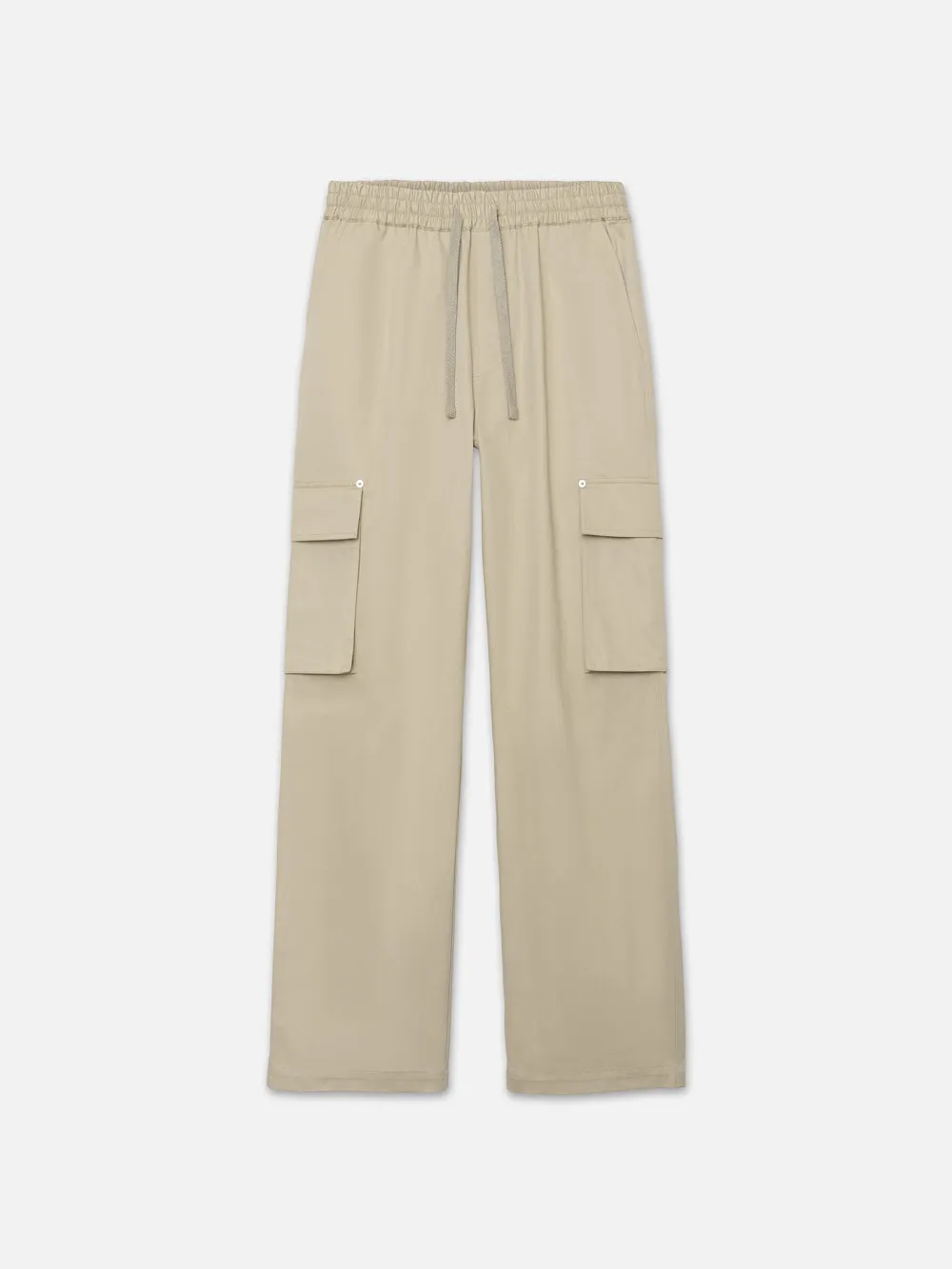 Wide Leg Cargo Pants -- Smoke Beige