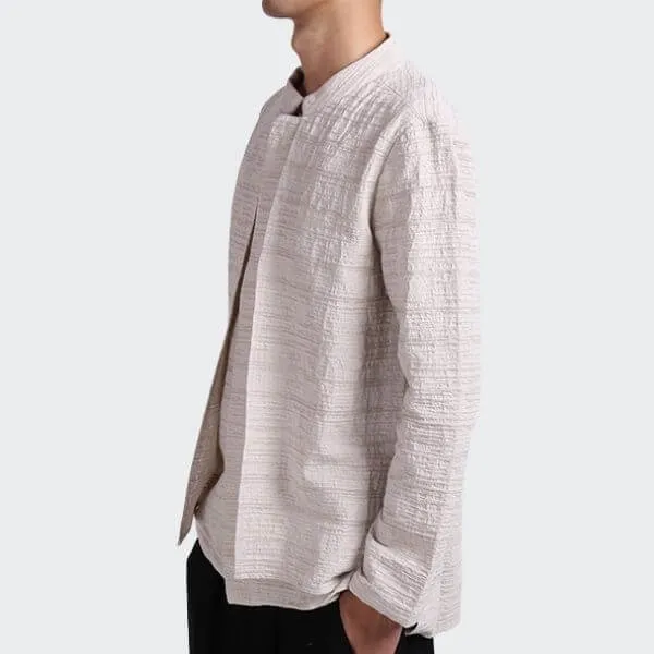 WLS Eiroh Two-Layer Long Sleeve Shirt Khaki-White