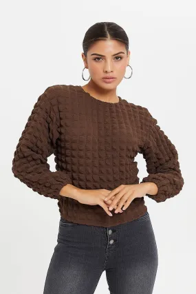 Women Brown Textured Top