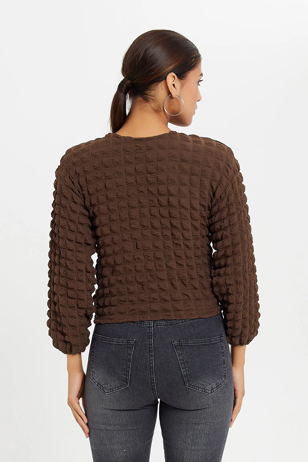 Women Brown Textured Top