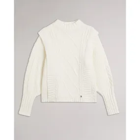 Women Wmk-Llotiey-Cable Knit Sweater - White