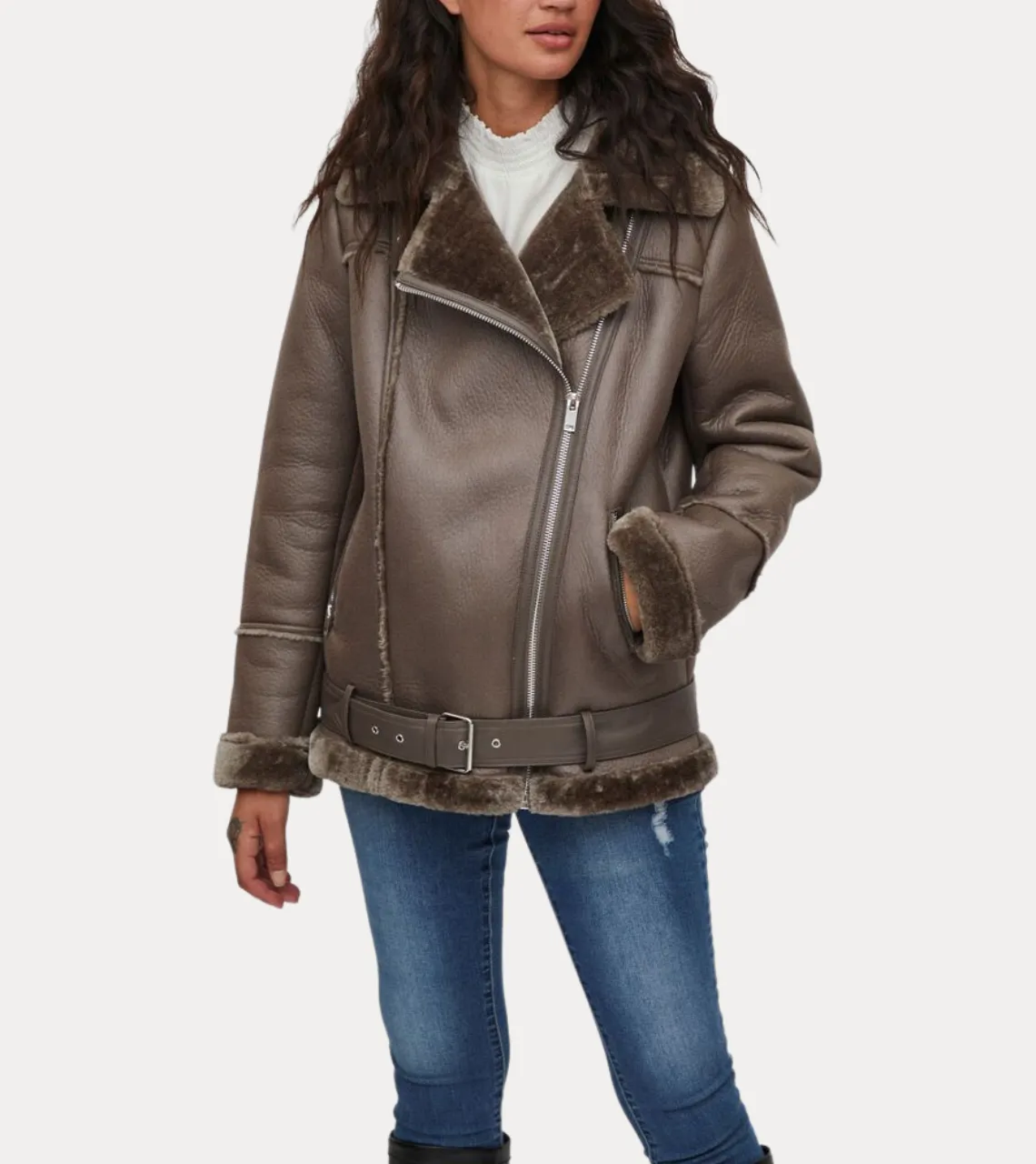 Women's B3 Brown Shearling Leather Jacket