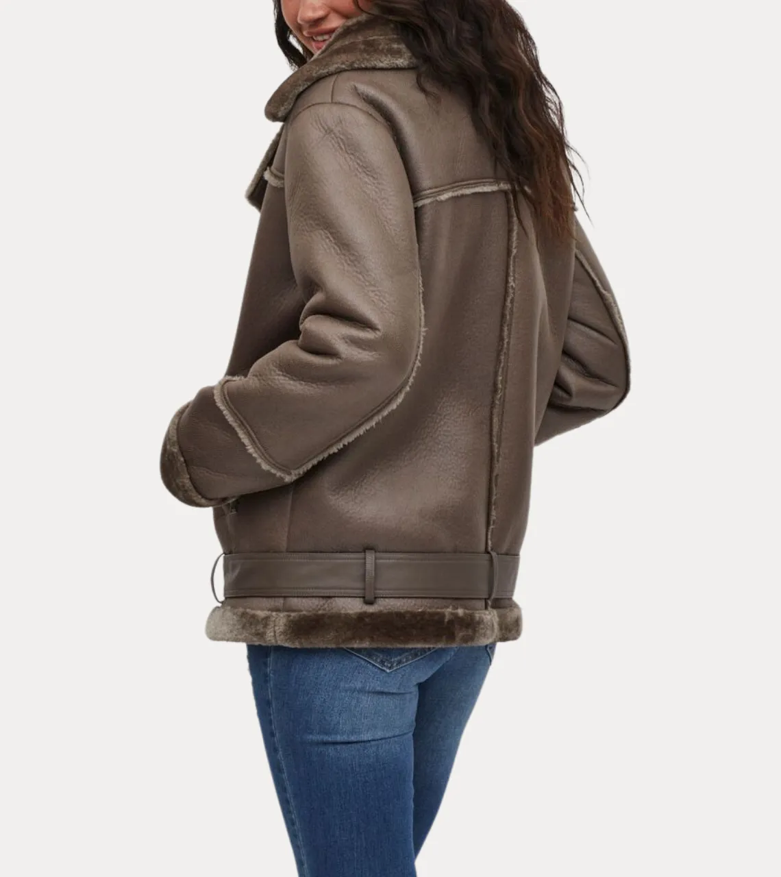 Women's B3 Brown Shearling Leather Jacket